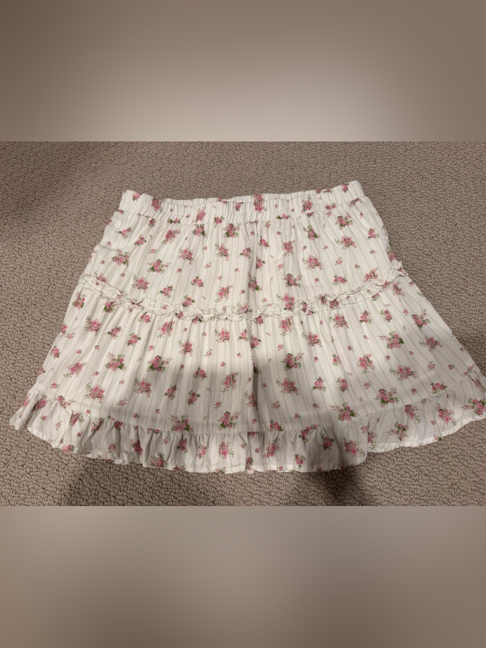 Le Lis White Floral Tiered Mini Skirt